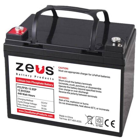 Zeus Battery Products 12.8V 35AH LiFePO4 Lithium Iron Phosphate PCLFP35-12.8SP